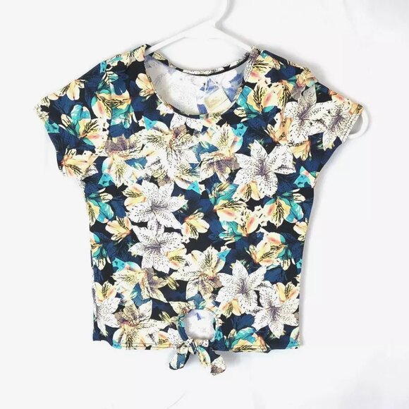 O’Neill Girl’s Tiller Short Sleeve Floral Rashguard Size 8 - Picture 1 of 3